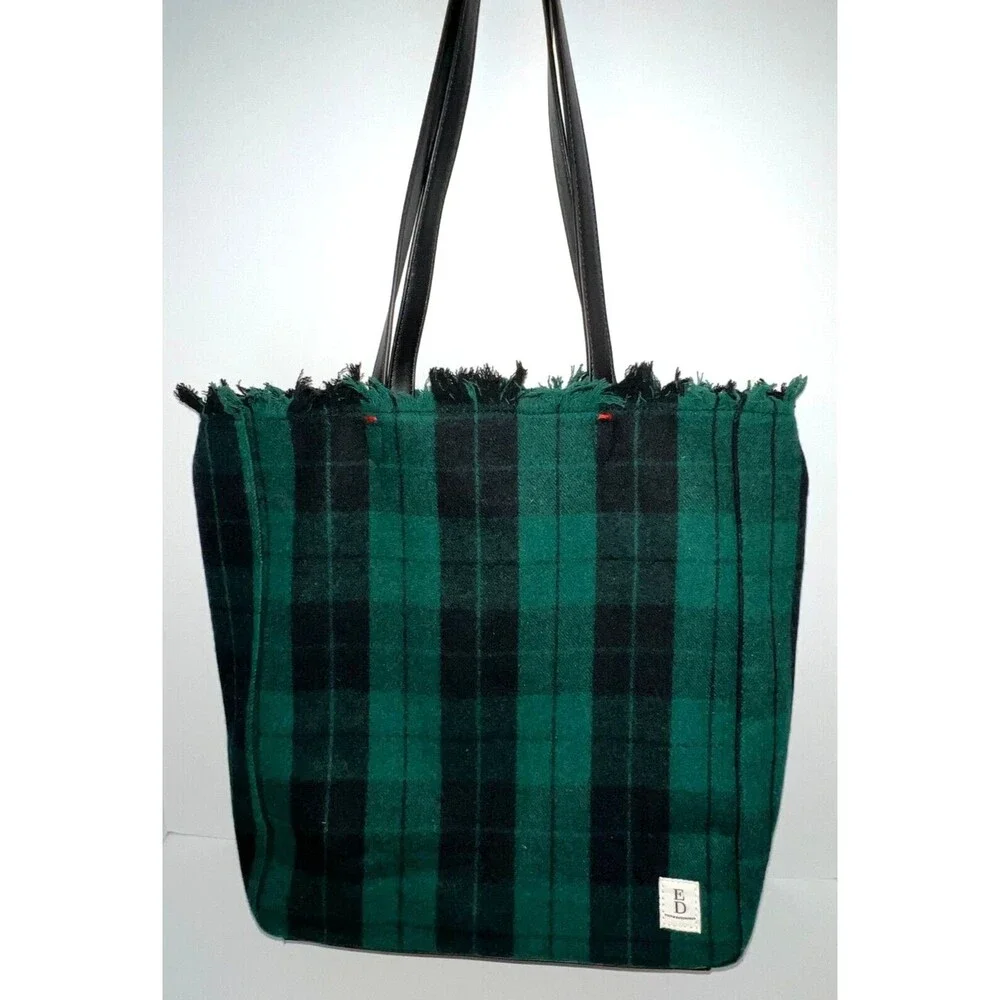 Tartan Green Embellished Tote Smile ED w/ Rabbit Embellishment Shoulder‎ Bag